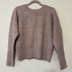 William Rast Mauve Alpaca Blend Polka Dot Crew Neck V Back Sweater